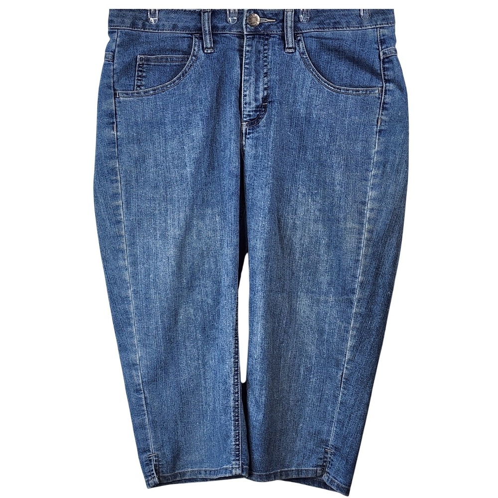 Riders by Lee Womens Blue Denim Capri Jeans Mid Rise Medium Wash 33x18 EUC